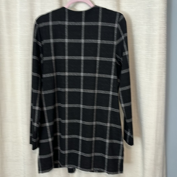 Northern reflections women’s long sleeve black/white plaid cardigan size large - Picture 2 of 6